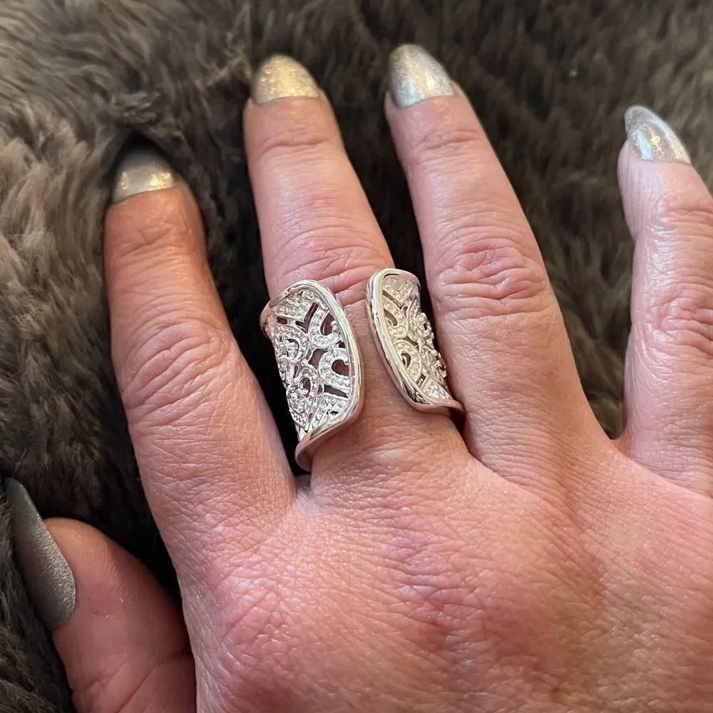 The Paris crystal accented heart cuff open ring